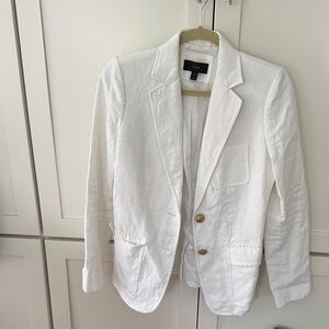 J. Crew white linen structured Blazer with Brass Buttons